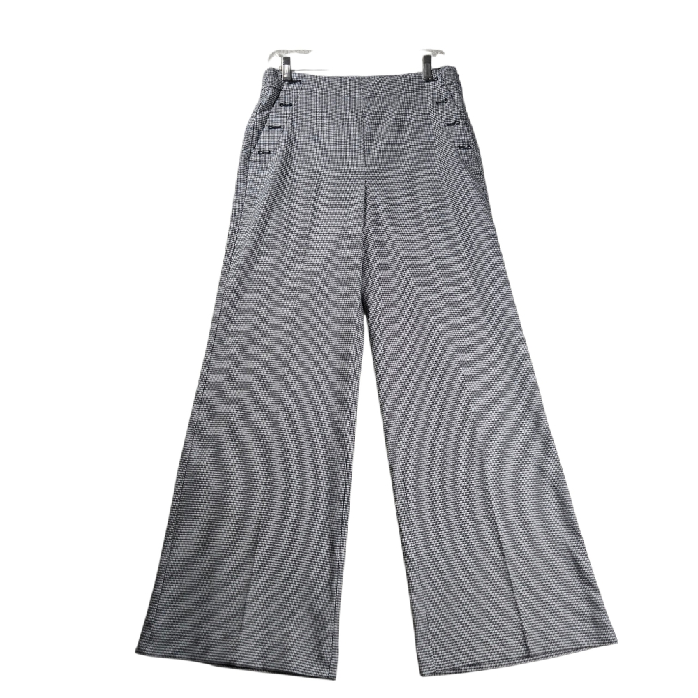 LOFT High Waisted Houndstooth Wide Leg Side Zip Sailor Pants